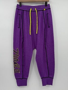 Zumba Pants Women Medium Purple Marvelous Baggy Y2K Hip Hop Drawstring Elastic
